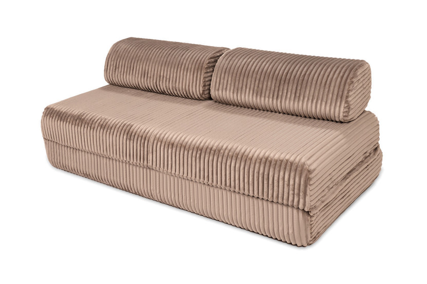 Canapé d'angle convertible 6 places - Velours côtelé XL - Marron