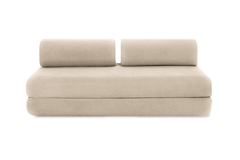 Canapé d'angle convertible 6 places - Tissu lisse - Beige
