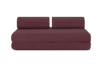 Canapé droit convertible 3 places - Tissu lisse - Rouge