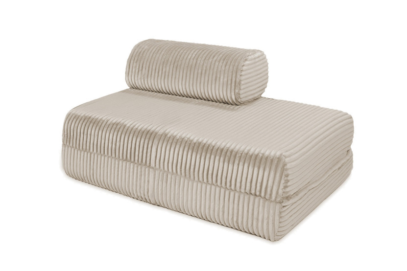 Canapé d'angle convertible 5 places - Velours côtelé XL - Beige