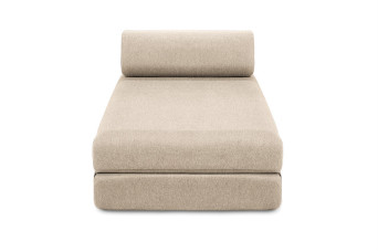 Méridienne convertible et modulable - Tissu lisse - Beige