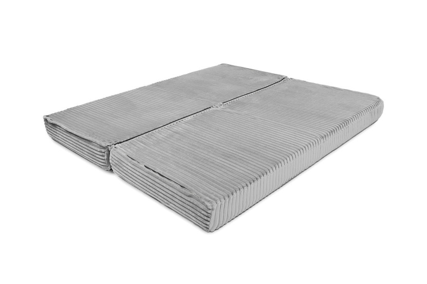 Canapé d'angle convertible 4 places - Velours côtelé XL - Gris clair