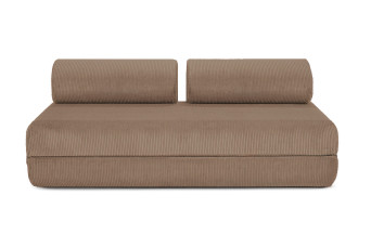 Canapé droit convertible 3 places - Velours côtelé - Taupe