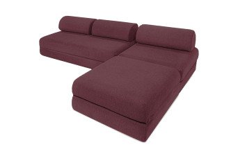 Canapé d'angle convertible 6 places - Tissu lisse - Rouge
