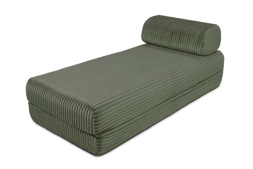 Canapé d'angle convertible 5 places - Velours côtelé XL - Vert