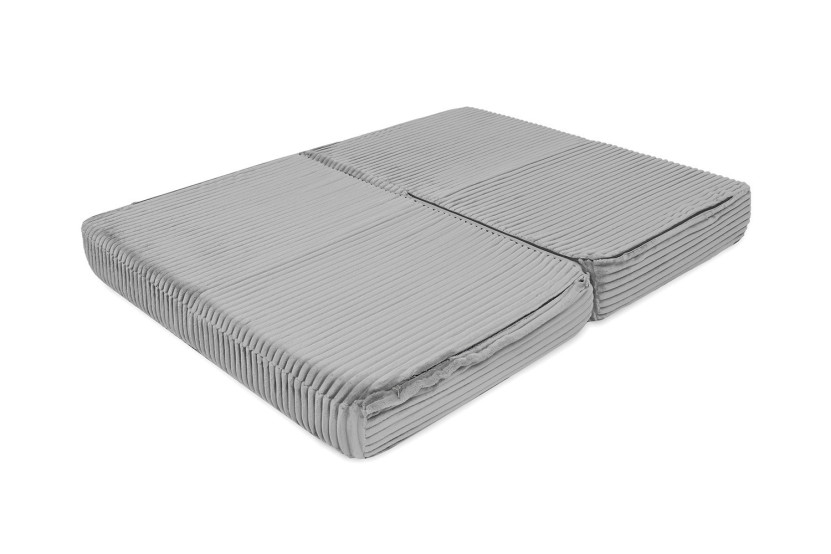 Canapé droit convertible et modulable 2 places - Velours côtelé XL - Gris clair