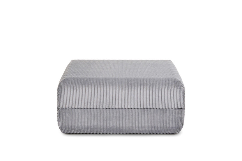 Pouf convertible et modulable - Velours côtelé - Gris clair