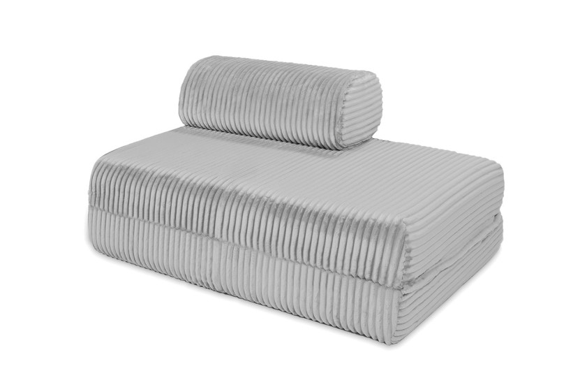 Canapé droit convertible et modulable 2 places - Velours côtelé XL - Gris clair
