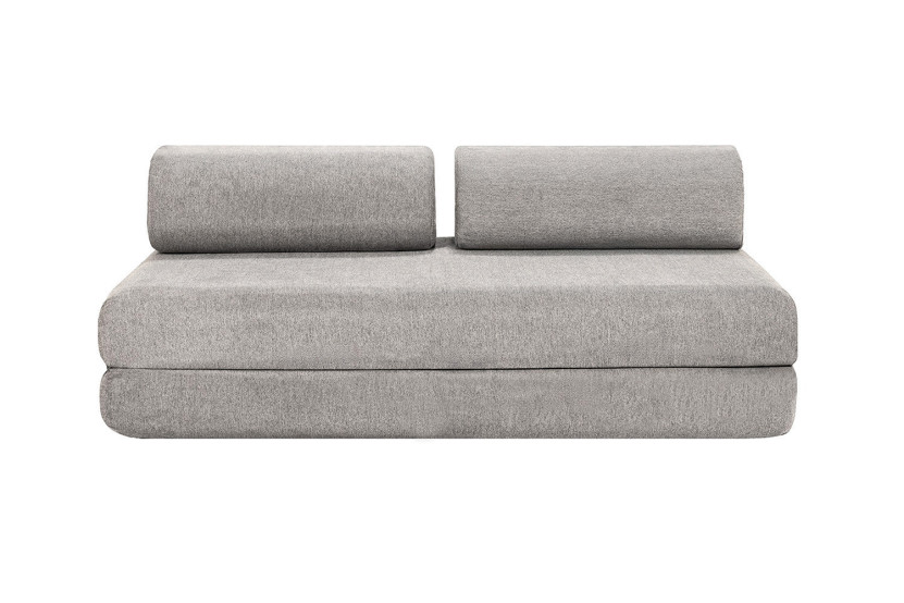Canapé d'angle convertible 4 places - Tissu lisse - Gris clair