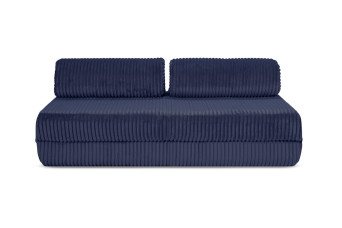 Canapé droit convertible 3 places - Velours côtelé XL - Bleu