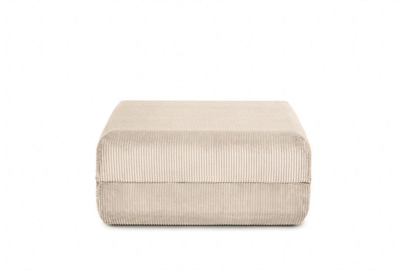 Pouf convertible et modulable - Velours côtelé - Beige