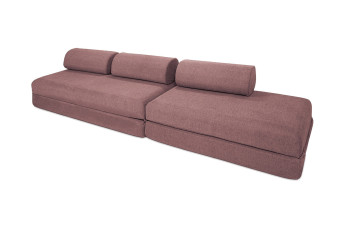 Canapé droit convertible 5 places - Tissu lisse - Terracotta