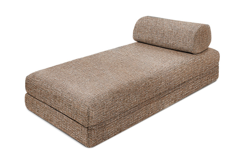 Méridienne convertible et modulable - Tissu tweed - Marron
