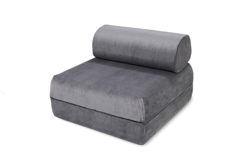 Fauteuil convertible et modulable - Velours côtelé - Gris