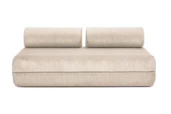 Canapé droit convertible 3 places - Velours côtelé - Beige