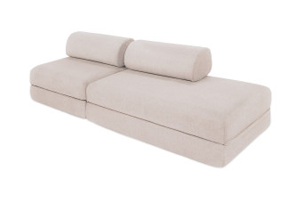 Canapé droit convertible 3 places - Tissu imperméable - Gris