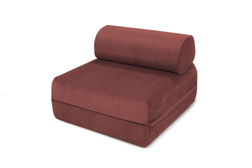 Fauteuil convertible et modulable - Velours côtelé - Rouge