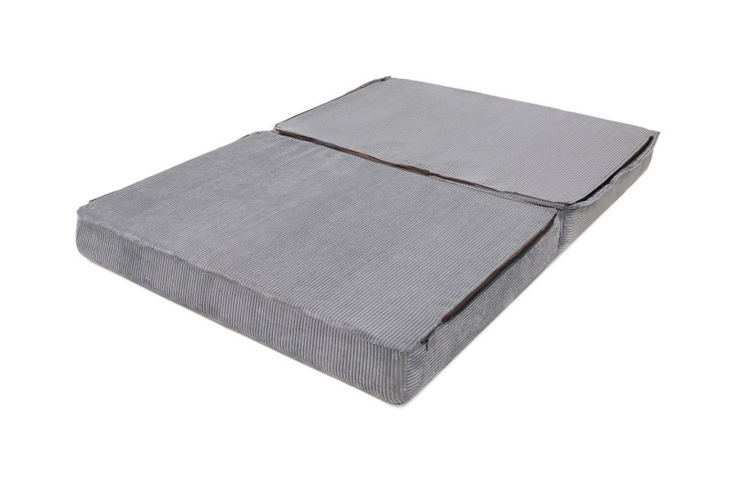 Canapé droit convertible et modulable 2 places - Velours côtelé - Gris clair