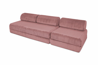 Canapé droit convertible 4 places - Velours côtelé XL - Rose