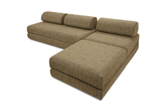 Canapé d'angle convertible 6 places - Tissu tweed - Jaune