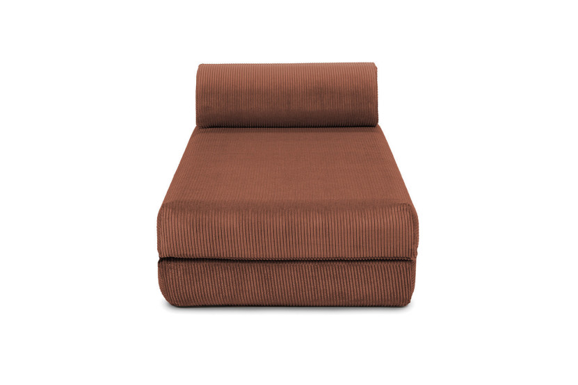 Méridienne convertible et modulable - Velours côtelé - Terracotta
