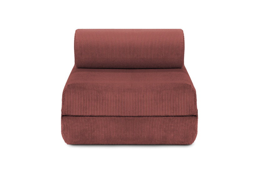 Fauteuil convertible et modulable - Velours côtelé - Rouge
