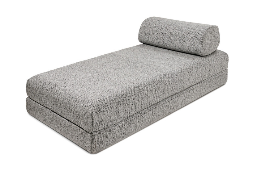 Canapé d'angle convertible 5 places - Tissu tweed - Gris