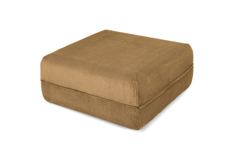 Housse Pouf convertible - Tissu velours côtelé jaune