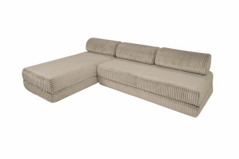 Canapé d'angle convertible 6 places - Velours côtelé XL - Taupe