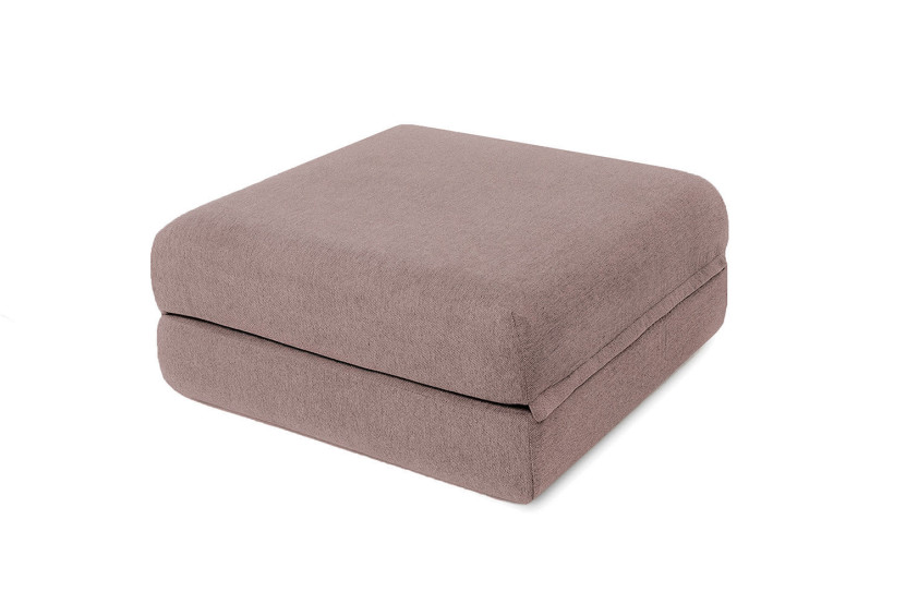 Pouf convertible et modulable - Tissu lisse - Rose
