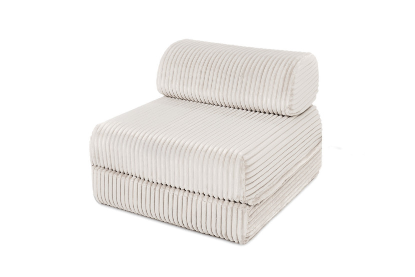 Fauteuil convertible et modulable - Velours côtelé XL - Blanc