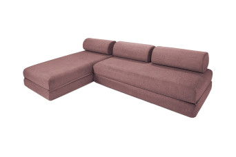 Canapé d'angle convertible 6 places - Tissu lisse - Terracotta