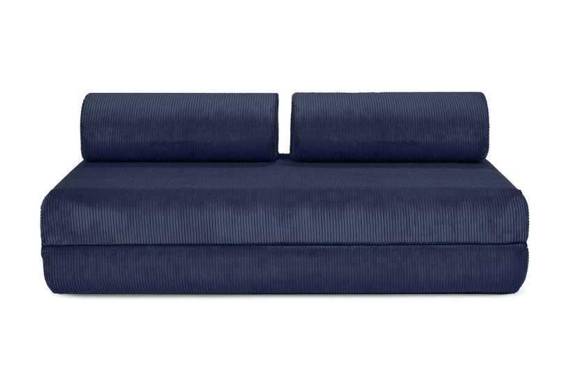 Canapé d'angle convertible 4 places - Velours côtelé - Bleu
