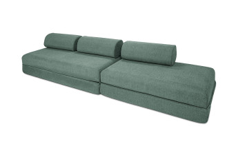 Canapé droit convertible 5 places - Tissu lisse - Vert