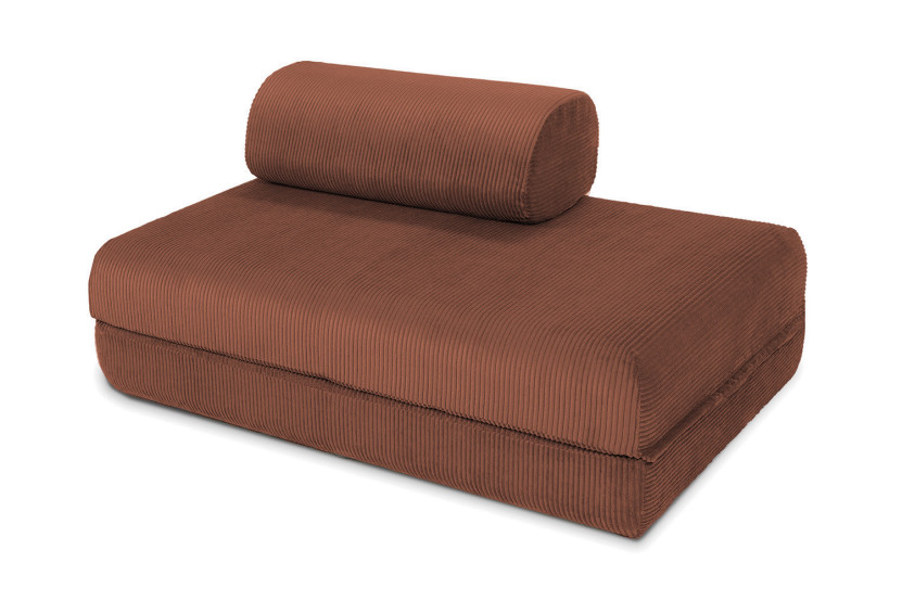 Canapé droit convertible et modulable 2 places - Velours côtelé - Terracotta