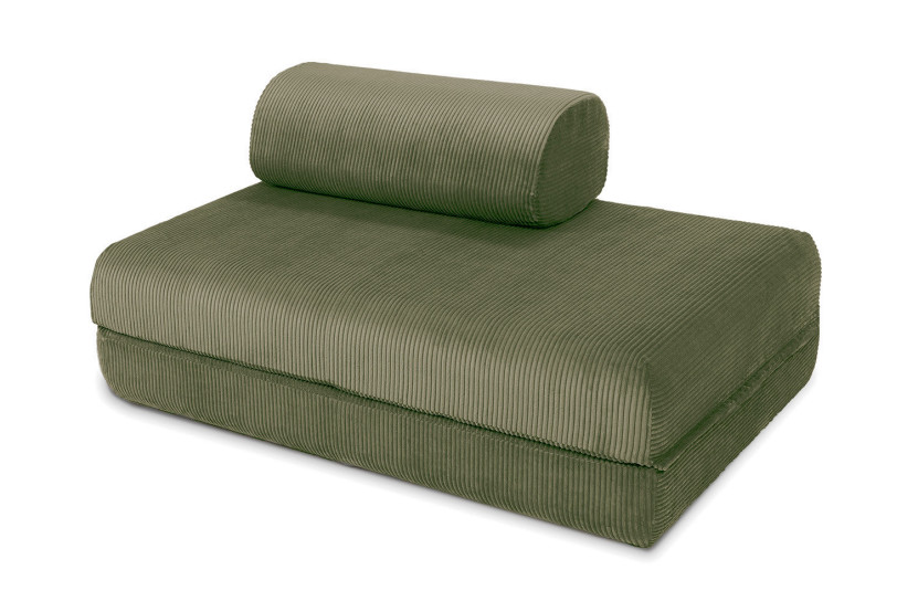 Canapé droit convertible et modulable 2 places - Velours côtelé - Vert