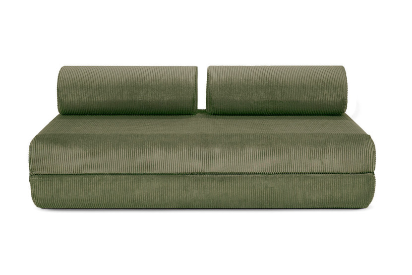 Housse Canapé droit convertible - 3 places - Tissu velours côtelé vert
