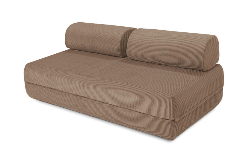 Canapé d'angle convertible 4 places - Velours côtelé - Taupe