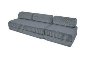 Canapé droit convertible 4 places - Velours côtelé XL - Gris