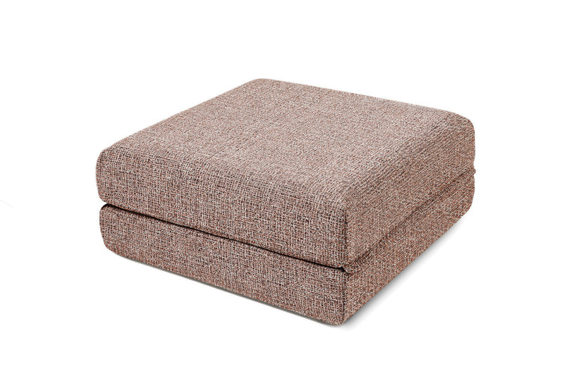 Pouf convertible et modulable - Tissu tweed - Rouge