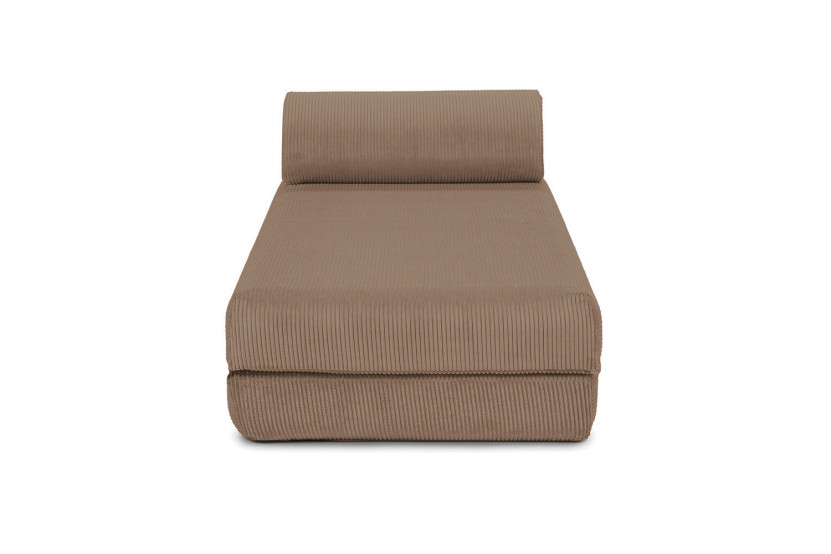 Canapé d'angle convertible 6 places - Velours côtelé - Taupe