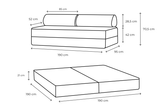Canapé 3 places convertible et modulable - Tissu tweed Gris