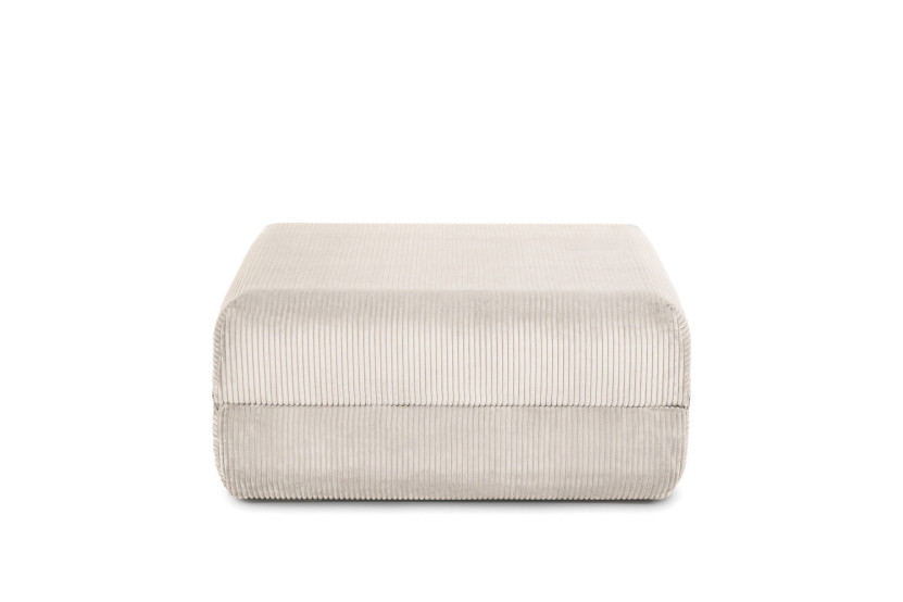 Pouf convertible et modulable - Velours côtelé - Blanc
