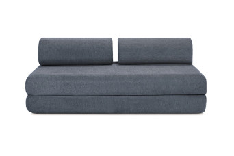 Canapé droit convertible 3 places - Tissu lisse - Bleu