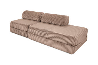 Canapé droit convertible 3 places - Velours côtelé XL - Marron