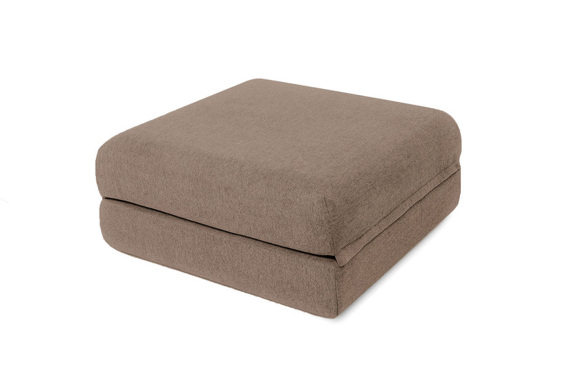 Pouf convertible et modulable - Tissu lisse - Marron