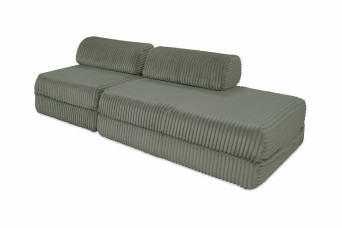 Canapé droit convertible 3 places - Velours côtelé XL - Vert