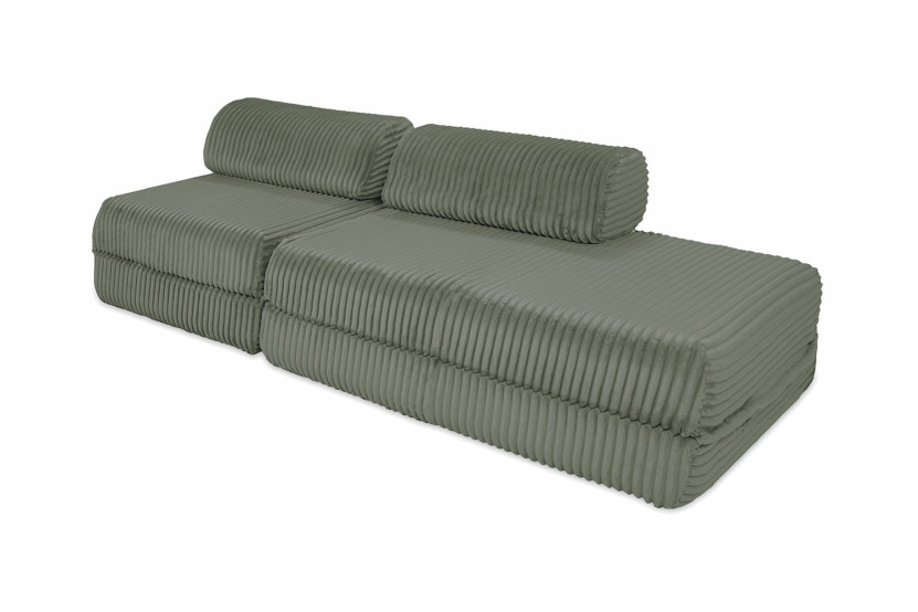 Canapé droit convertible 3 places - Velours côtelé XL - Vert