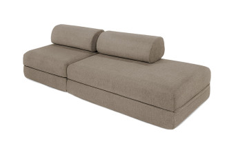 Canapé droit convertible 3 places - Tissu lisse - Taupe