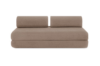Canapé droit convertible 3 places - Tissu lisse - Marron